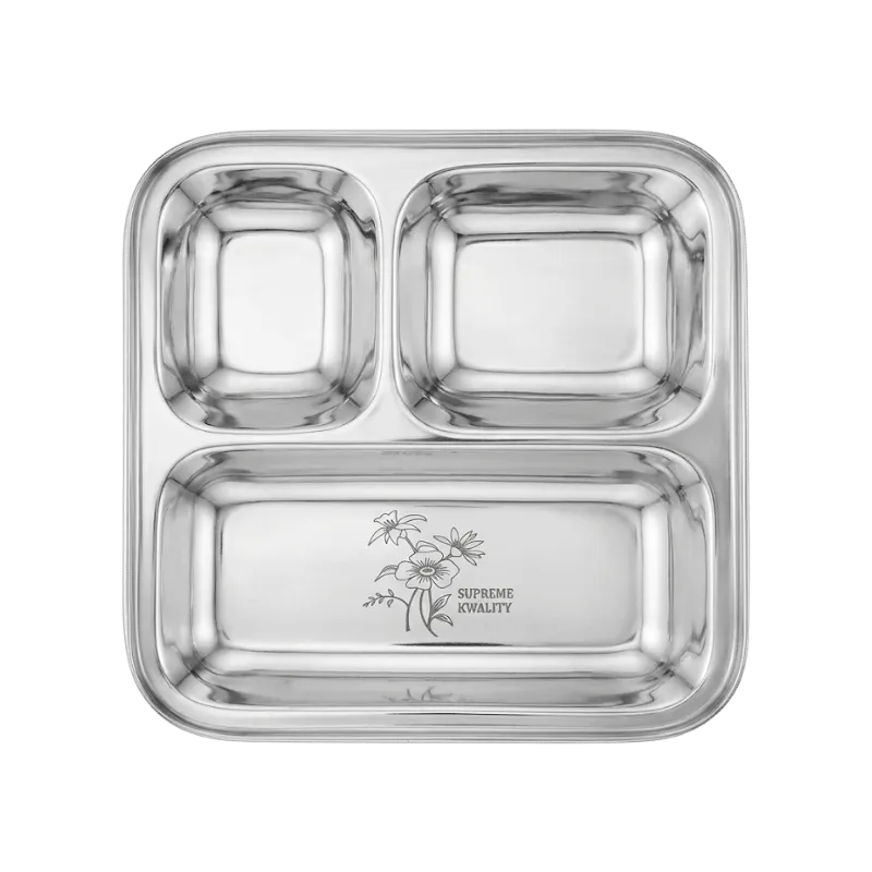 Stainless Steel Plate / Thali 21X21 cm-Global Food Hub
