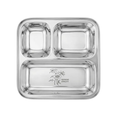 Stainless Steel Plate / Thali 21X21 cm-Global Food Hub