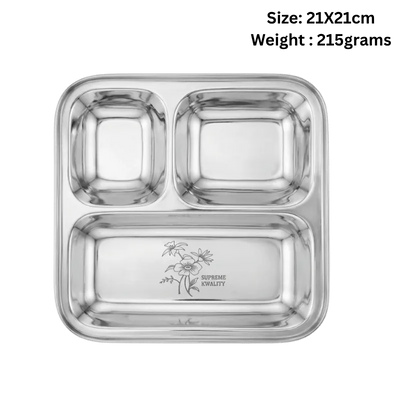 Stainless Steel Plate / Thali 21X21 cm-Global Food Hub