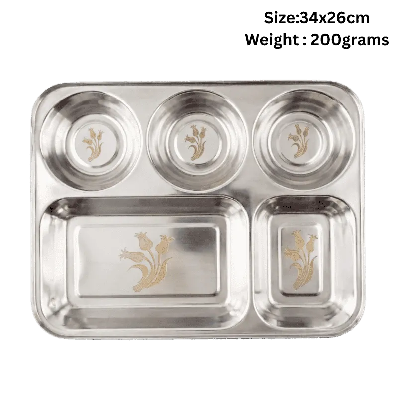Stainless Steel Plate / Thali 34x26cm-Global Food Hub