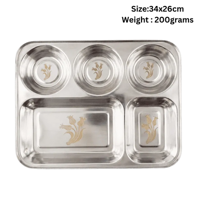 Stainless Steel Plate / Thali 34x26cm-Global Food Hub