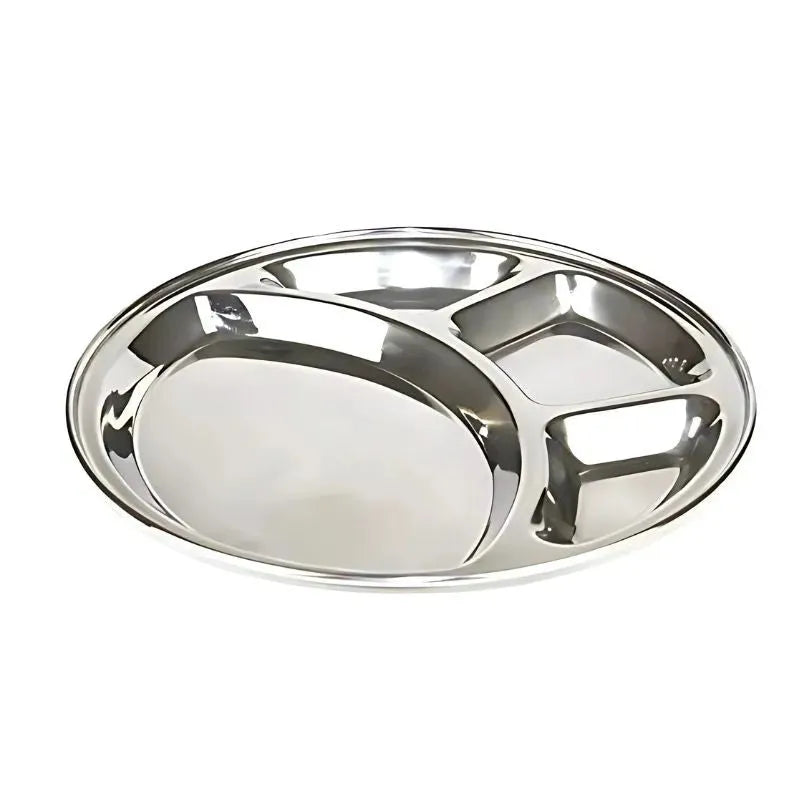 Stainless Steel Thali Round - Diameter: 29cm-Global Food Hub