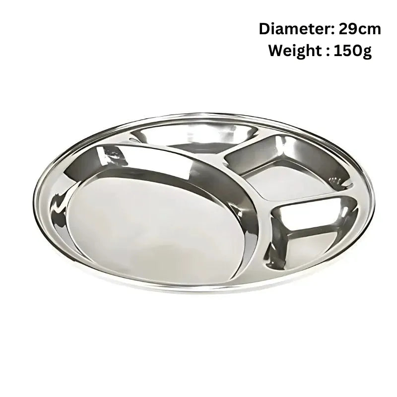 Stainless Steel Thali Round - Diameter: 29cm-Global Food Hub