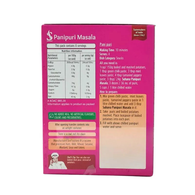 Suhana Pani Puri Masala - 50g-Global Food Hub