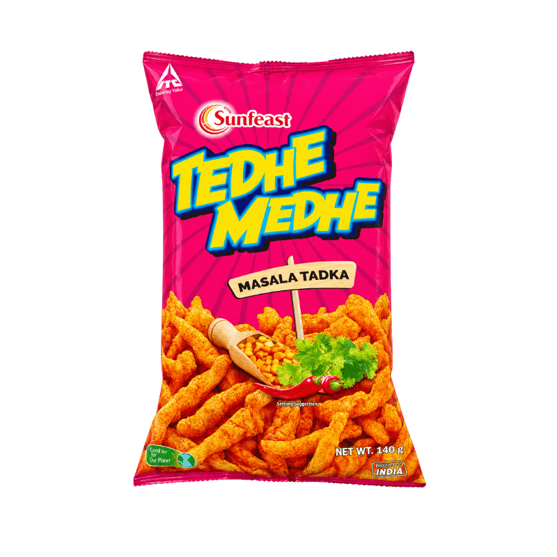 Sunfeast Tedhe Medhe Masala Tadka Snack Sticks – 140 g-Global Food Hub