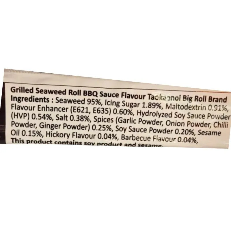 Taokaenoi Big Roll Grilled Seaweed Roll (BBQ Flavour) - 3g-Global Food Hub