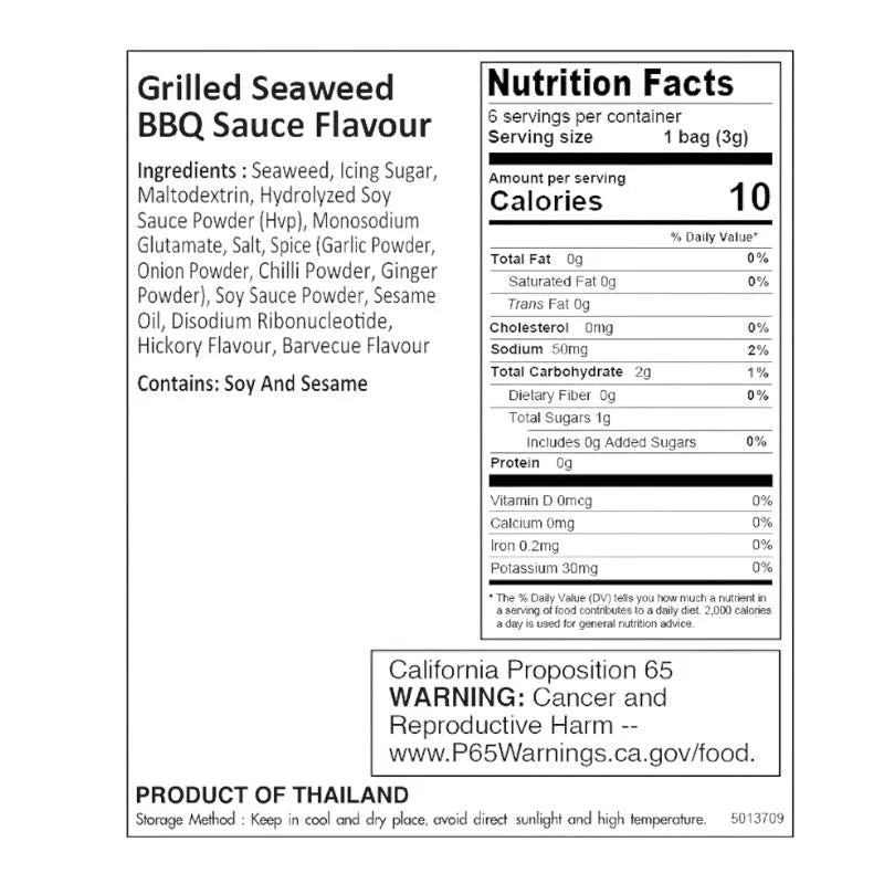 Taokaenoi Big Roll Grilled Seaweed Roll (BBQ Flavour) - 3g-Global Food Hub