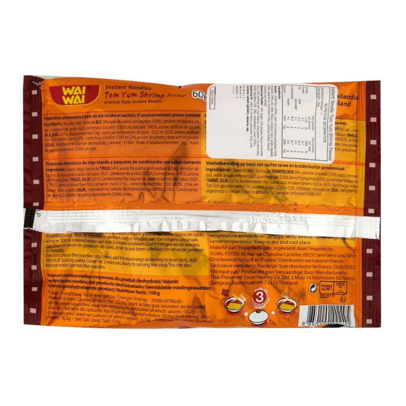 WAI WAI Instant Noodle Tom-Yum Shrimp - 60g-Global Food Hub