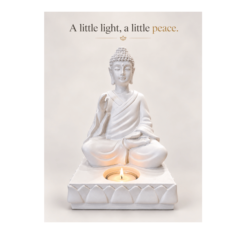 White Buddha Tealight Candle Holder-Global Food Hub
