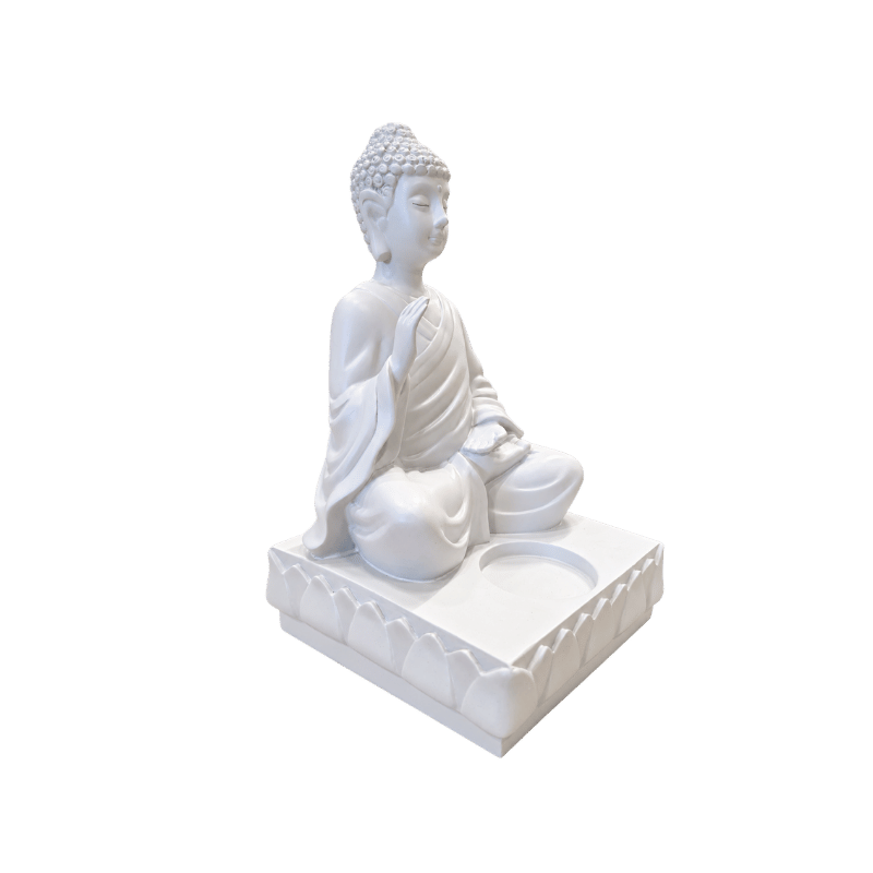 White Buddha Tealight Candle Holder-Global Food Hub