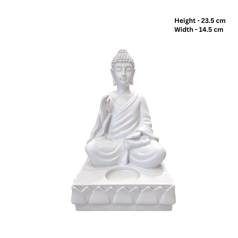 White Buddha Tealight Candle Holder-Global Food Hub