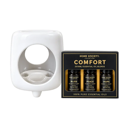 White Ceramic Aroma Oil & Wax Burner with Fragrance Essential Oil Pack-Global Food Hub