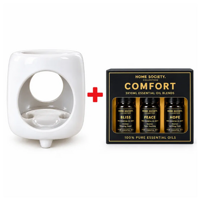 White Ceramic Aroma Oil & Wax Burner with Fragrance Essential Oil Pack-Global Food Hub