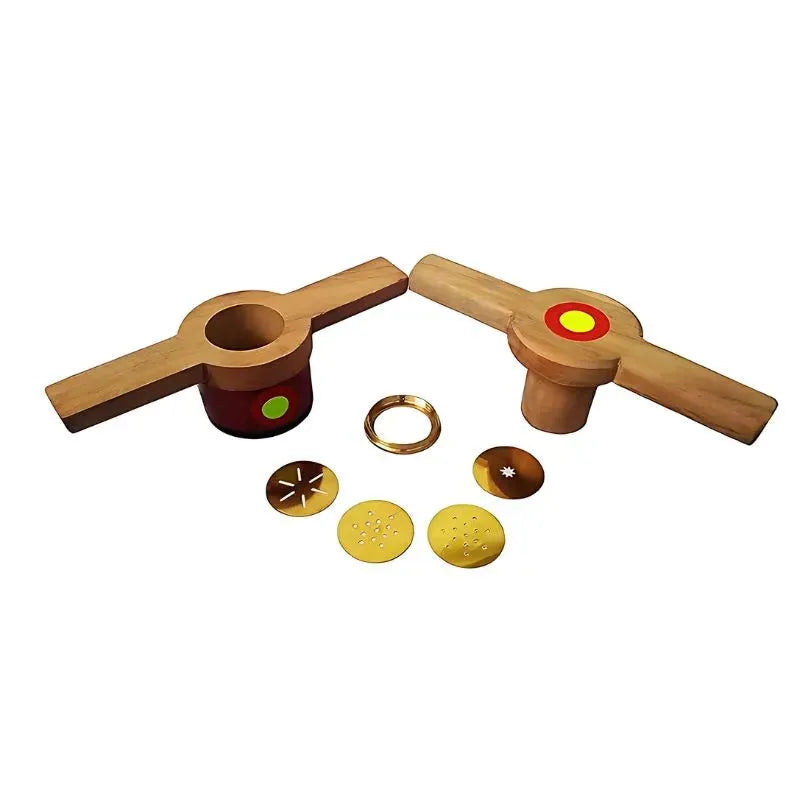 Wooden Traditional Idiyappam/Murukku Maker With 4 Brass Plates-Global Food Hub