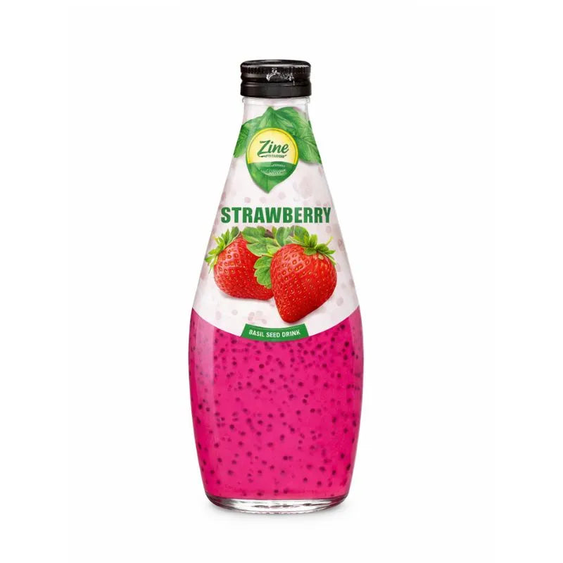 Zine Basil Seed Drink Strawberry - 300ml-Global Food Hub