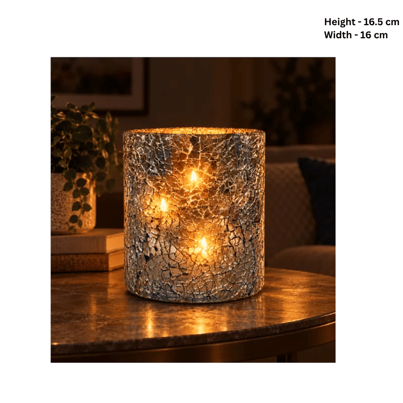 Mosaic Tealight Holder – Reflective Glass Candle Decor